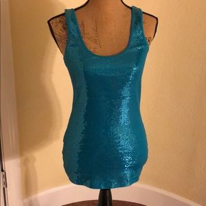 Express sequined Teal tank top